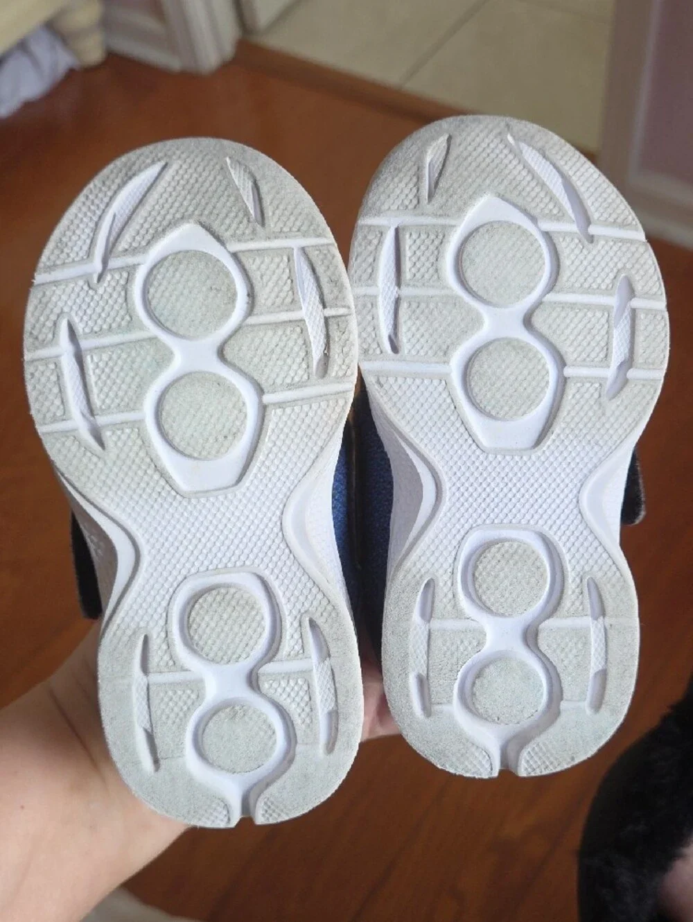 Kids Navy Velcro Sneakers with Cushioned White Sole
